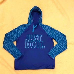 Nike Hooded Sweatshirt Hoodie Just Do It,  Blue M